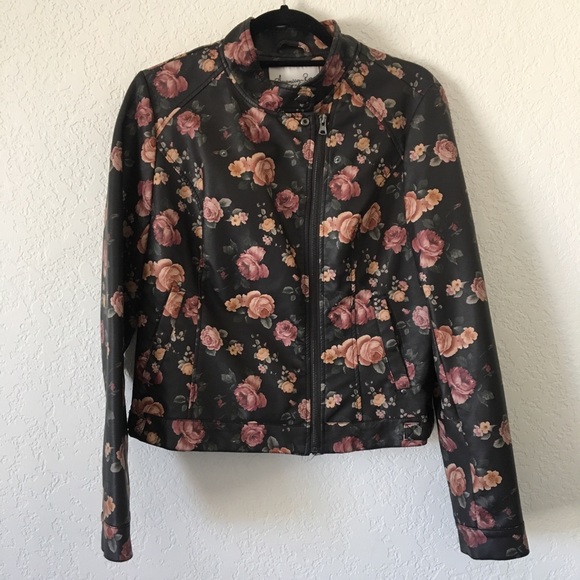 American Rag Jackets & Blazers - American Rag Floral Faux Leather Jacket